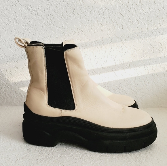 H&M Leather Chelsea Ankle Platform Pull On Moto Booties size 39EU/9US - Picture 14 of 14